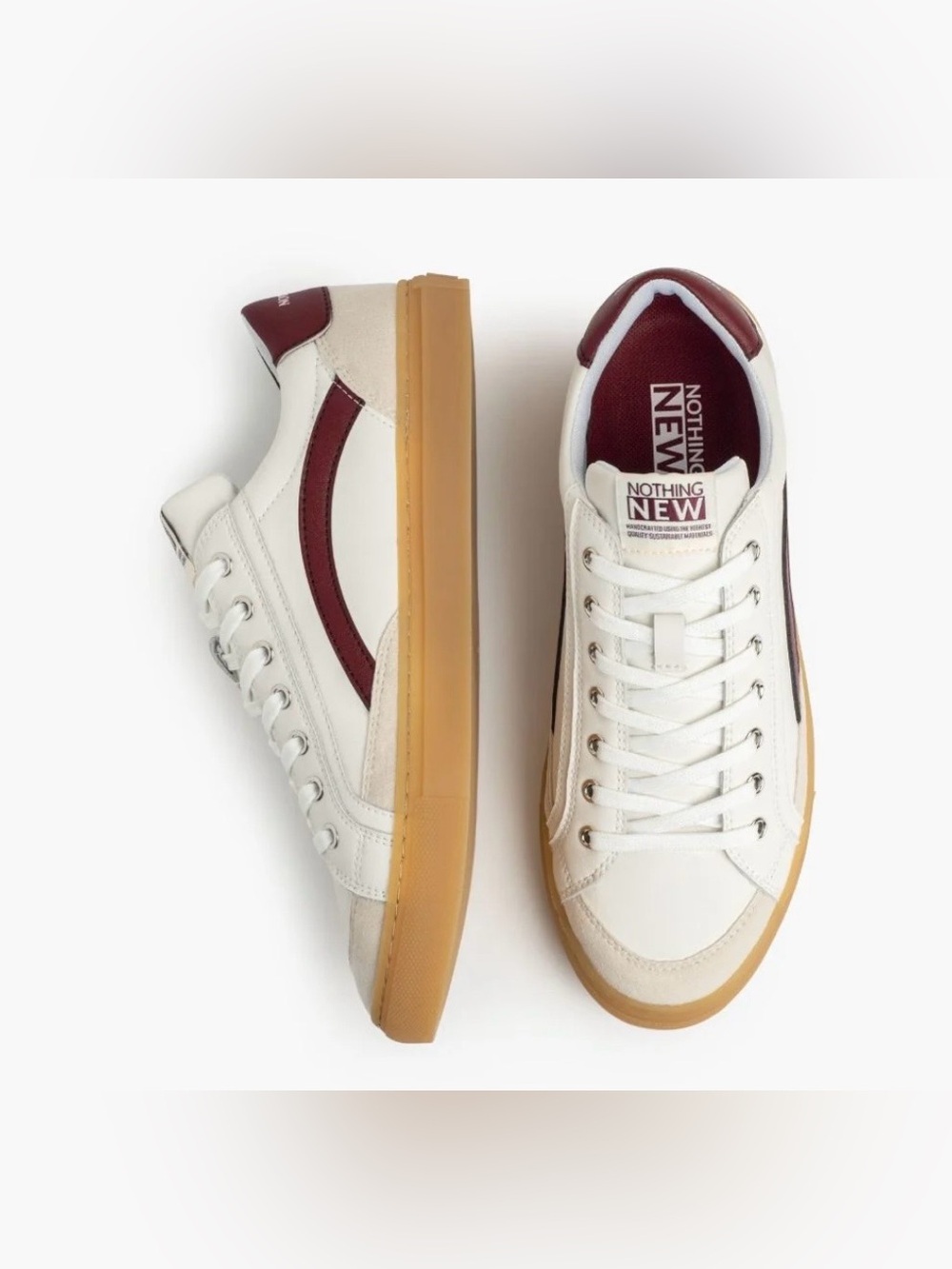 Nothing New Women’s White & Burgundy Low-Top Sneakers Size 6